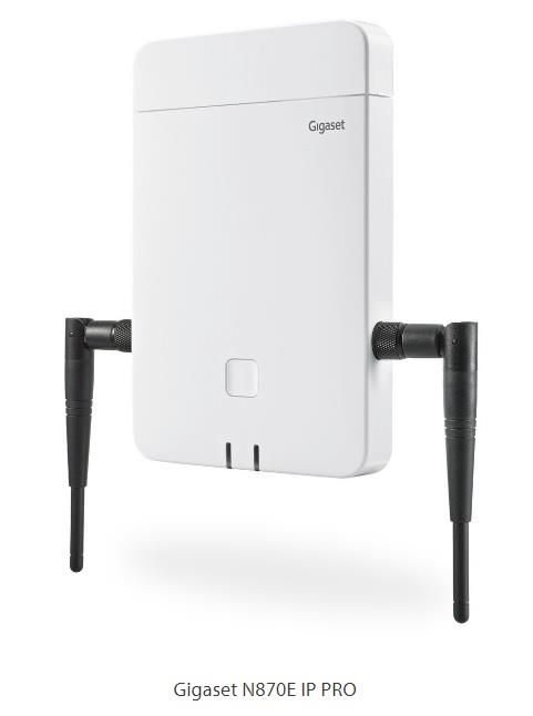 Базова станція IP-DECT Gigaset N870E IP PRO 1xFE LAN, SIP, PoE, до 60 паралельних дзвінків, до 250 трубок, 2 зовнішні антени
