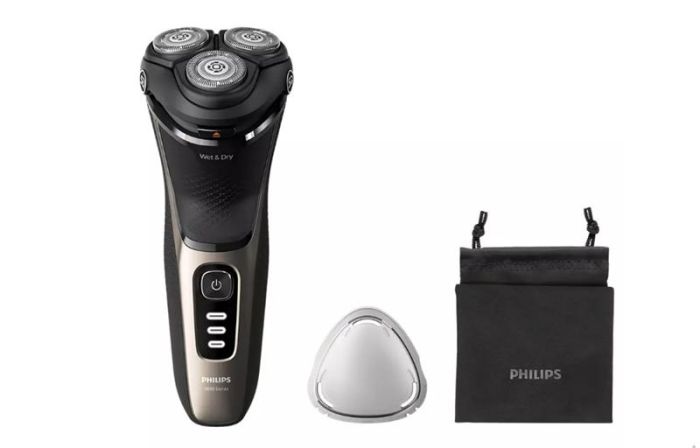 Бритва електр. Philips роторна Series 3000,  бритв.головок-3, Li-Ion, сух.+волог., тример, чорно-золотий