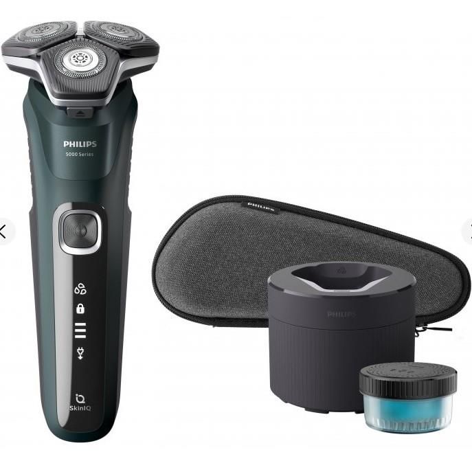 Бритва електр. Philips роторна Series 5000, 9Вт,  бритв.головок-3, Li-Ion, сух.+волог., тример, чорно-зелений