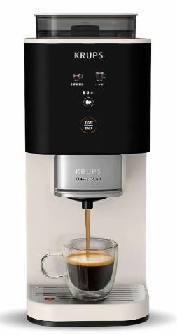 Кавомашина Krups Coffee Crush, 1.8л, зерно, ОLED дисплей, авторецептів - 2, метал, чорно-бежевий