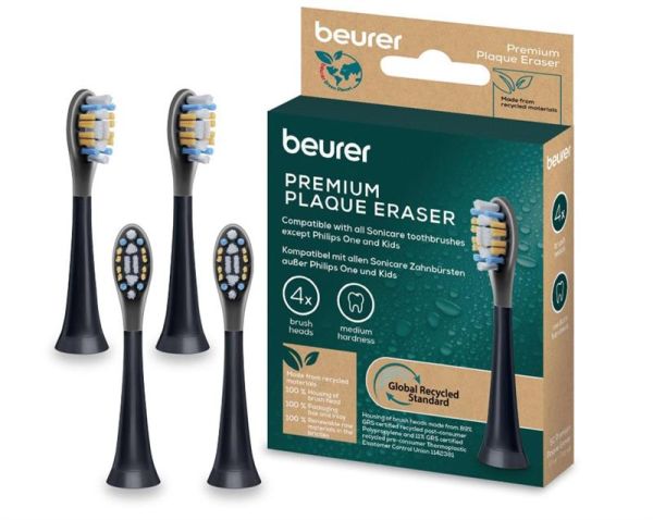 Насадки до зубних щіток Beurer SC 30/50 Premium Plaque Eraser, проти нальоту, 4 шт в комплекті, чорні