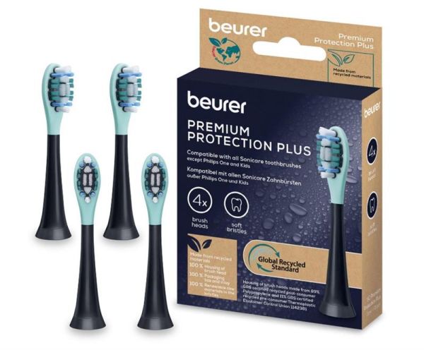 Насадки для зубних щіток Beurer SC 30/50 Premium Protection Plus, для чутливих ясен, 4 шт в комлекті, чорні