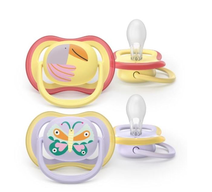 Пустушка  Avent  Ultra Air, 0-6 міс., 2 шт, дизайн для дівчат.