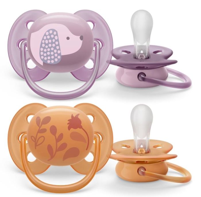 Пустушка  Avent  Ultra Soft, 6-18 міс., дизайн для дівчат, 2 шт.