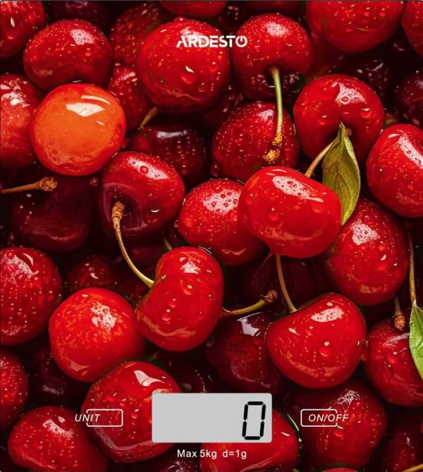 Ваги ARDESTO кухонні CHERRY, 5кг, AAAx2 в комплекті, скло, багатокольоровий