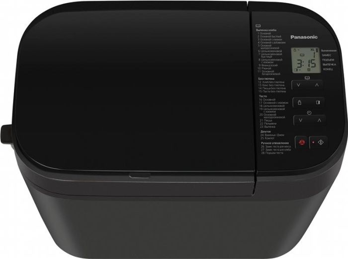 Хлібопічка Panasonic 550Вт, програм-28, макс.вага -1.25кг, форма-прямокутник, пластик, чорний