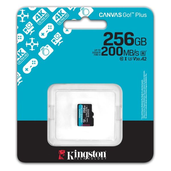 Карта пам'яті Kingston microSD  256GB C10 UHS-I U3 A2 V30 R200/W160MB/s