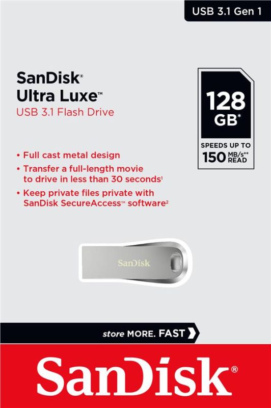 Накопичувач SanDisk  128GB USB 3.1 Type-A Ultra Luxe Срібний