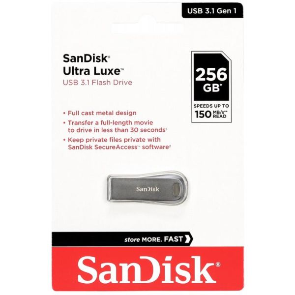 Накопичувач SanDisk  256GB USB 3.1 Type-A Ultra Luxe Срібний