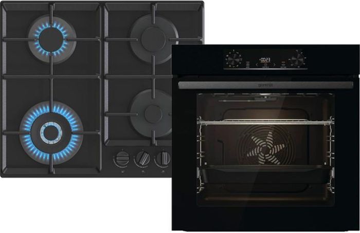 Комплект Gorenje (духовка електрична BO6735E05B + поверхня газова на склі GTW641EB), 743549, чорн