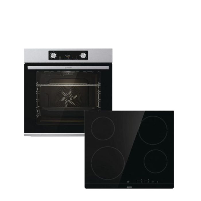 Комплект Gorenje (духовка + поверхня склокераміка BO6737E02X -нерж + ECT41SC- чорна), 738881