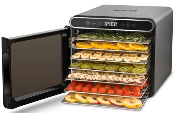 Сушарка для продуктів Sencor 600Вт, піддонів - 7x2.8см, діаметр - 30см, електронне керув., чорний