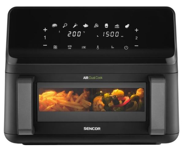 Мультипіч Sencor Dual Vita Fryer, 2700Вт, чаша-4.5+4.5л, сенсорне керув., 2 чаши, гриль, пластик, чорний