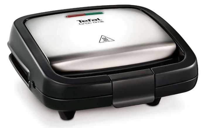 Сендвічмейкер Tefal Croc Time 700Вт, 1 пластина-гриль, корпус-пластик, чорно-сріблястий
