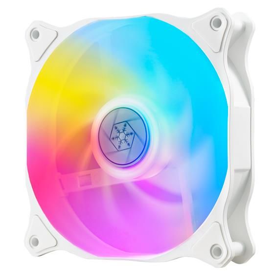 Корпусний вентилятор SilverStone Air Blazer 120RW-ARGB, 120мм, 600-2200rpm, 4pin PWM, 3pin +5VARGB, 7.4-35.6dBa, білий