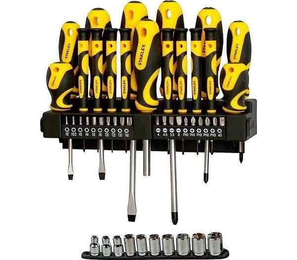 Викрутки Stanley 20 біт, SL,PH,Torx,H, 10 торцевих головок, набір 47шт