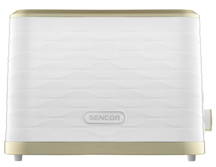 Тостер Sencor 930Вт, підігрів, розморожування, підсвічування, пластик, біло-золотий
