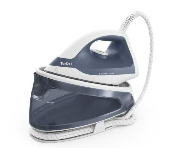 Праска-парогенератор Tefal Optimal, 2200Вт, 1200мл, паровий удар -190гр, постійна пара - 110гр, керам. підошва, біло-синій