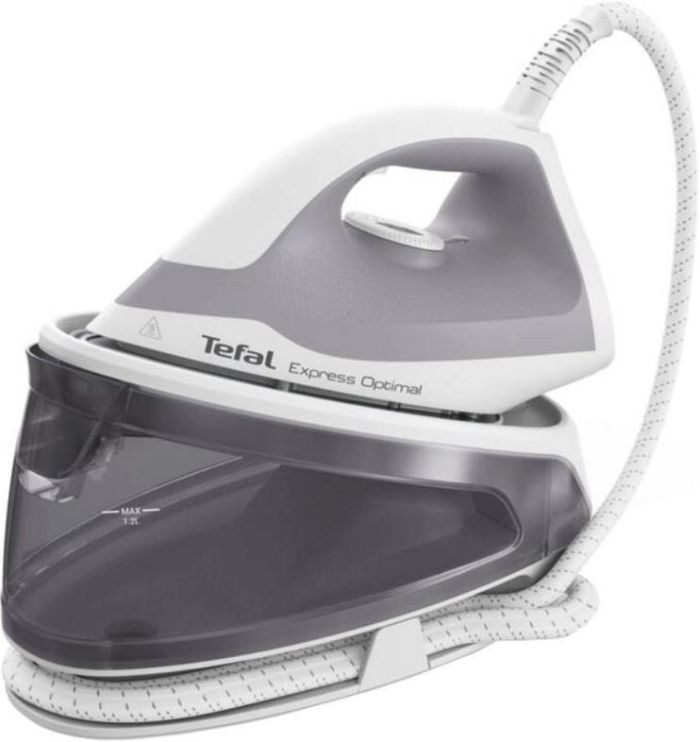 Праска-парогенератор Tefal Express Optimal, 2200Вт, 1200мл, паровий удар -250гр, постійна пара - 110гр, керам. підошва, біло-сірий