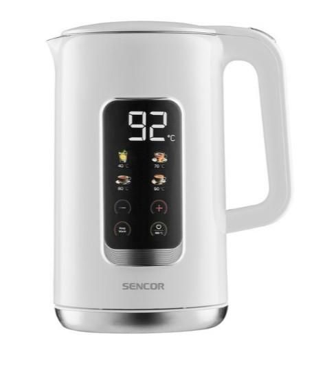 Електрочайник Sencor 1.7л, Strix, LED дисплей, подвійні стінки, сенс. керування, білий
