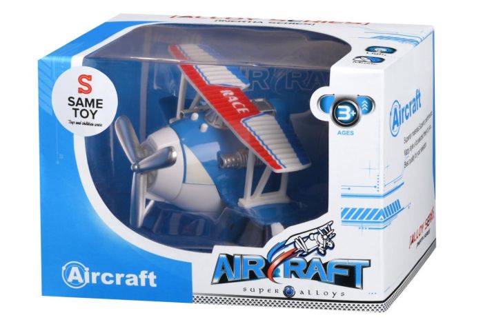 Літак металевий інерційний Same Toy Aircraft світло, музика, синій