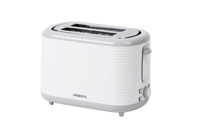 Тостер ARDESTO White stripes T-F17WG 930Вт, пластик, білий+сірий