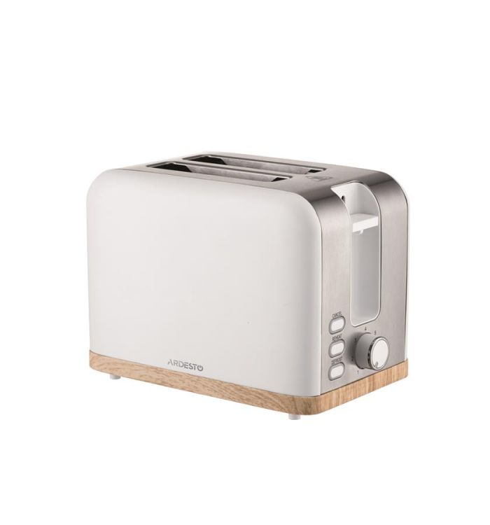 Тостер ARDESTO Wood Modern, 800Вт, метал, 2 слоти, білий