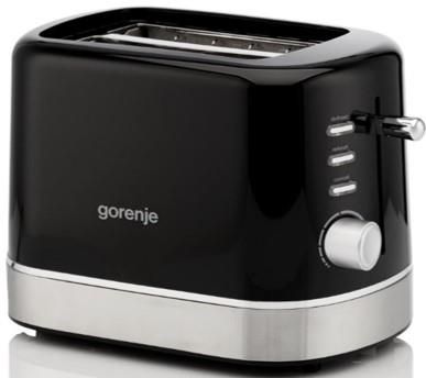 Тостер Gorenje 850Вт, підігрів, розморожування, пластик, чорний