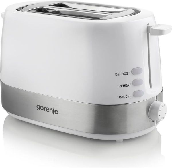 Тостер Gorenje, 850Вт, функц. розморожування, автовідключення, пластик/метал, білий