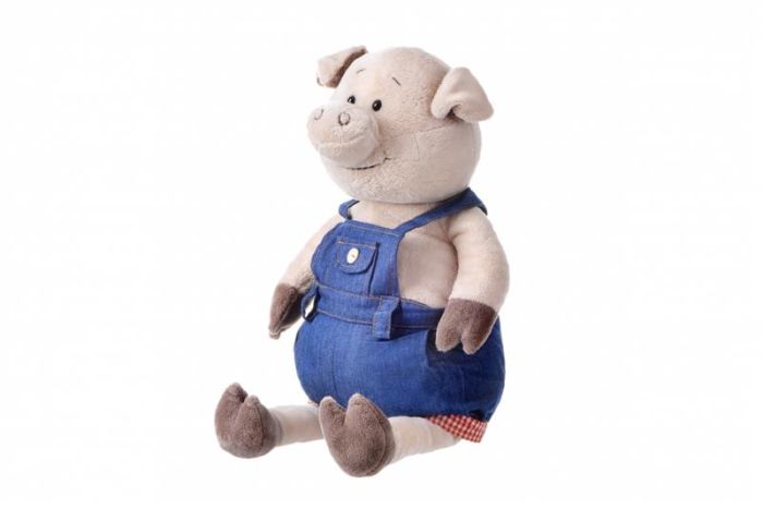 М'яка іграшка Same Toy Свинка у джинсовому комбінезоні 45см