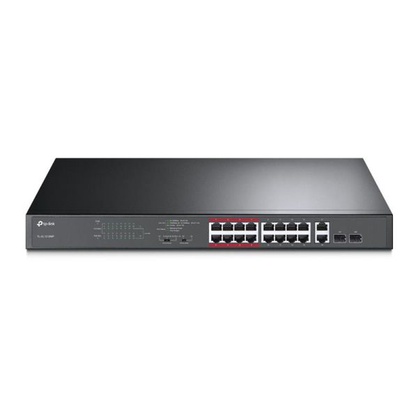 Комутатор TP-LINK TL-SL1218MP 16x1FE (16xPoE), 2xSFP, 192Вт, Некерований