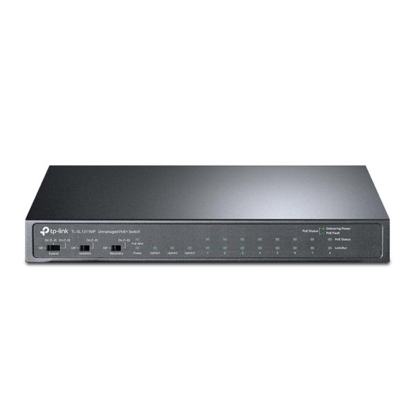 Комутатор TP-LINK TL-SL1311MP 8x1FE (8xPoE), 2xGE, 1xSFP, 124Вт, Некерований