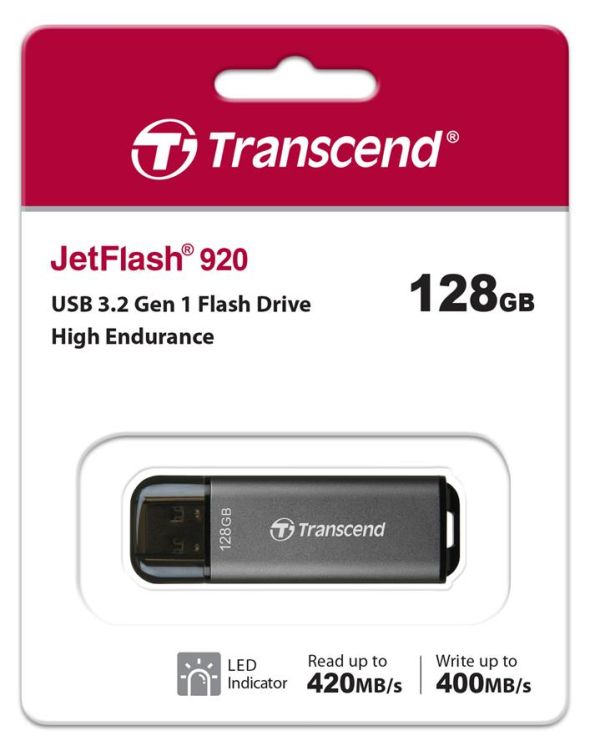 Накопичувач Transcend 128GB USB 3.2 Type-A JetFlash 920 Black R420/W400MB/s Чорний
