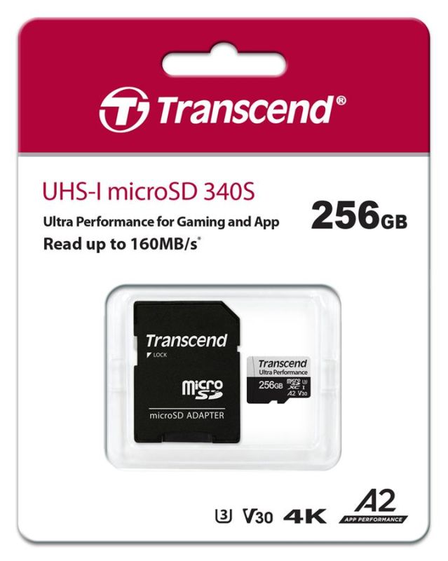 Карта пам'яті Transcend microSD  256GB C10 UHS-I U3 A2 R160/W125MB/s + SD