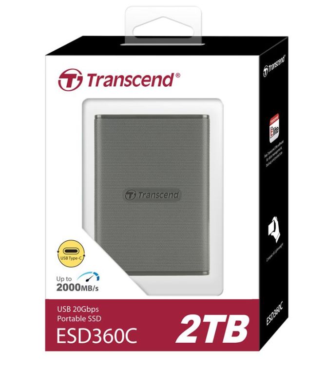 Портативний SSD Transcend 2TB USB 3.2 Gen 2x2 Type-C ESD360C R2000/W2000MB/s Сірий