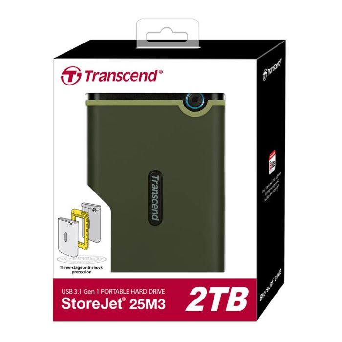 Портативний жорсткий диск Transcend 2TB USB 3.1 StoreJet 25M3 Зелений