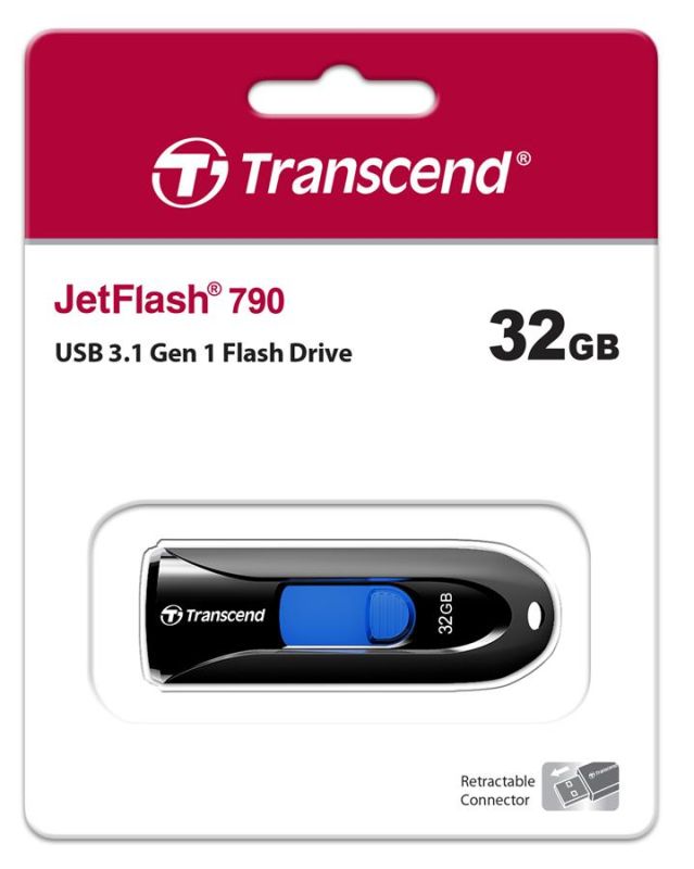 Накопичувач Transcend  32GB USB 3.1 Type-A JetFlash 790 Чорний