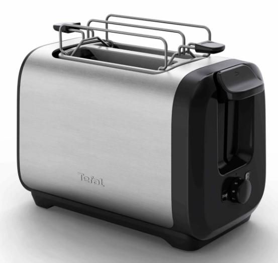 Тостер Tefal Subito 1100Вт, розморожування, щипці, нерж. сталь, чорний