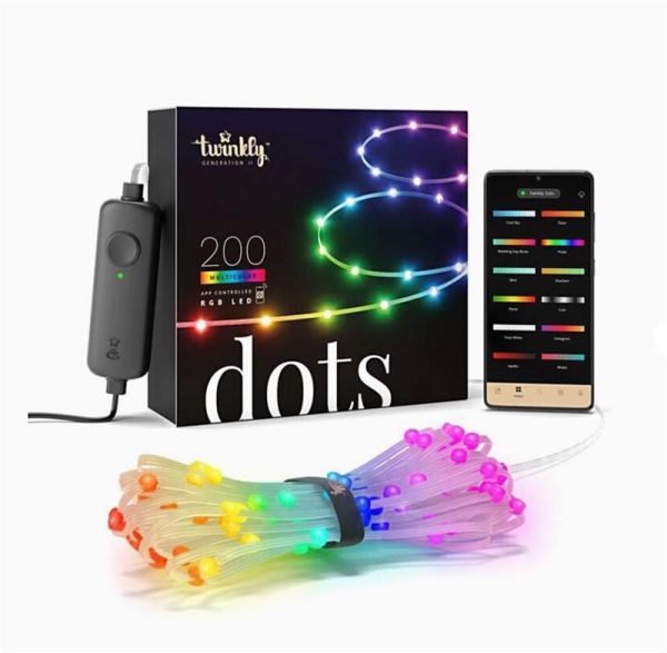 Гірлянда Smart LED Twinkly Dots Lights RGB 200 IP44 20м кабель чорний