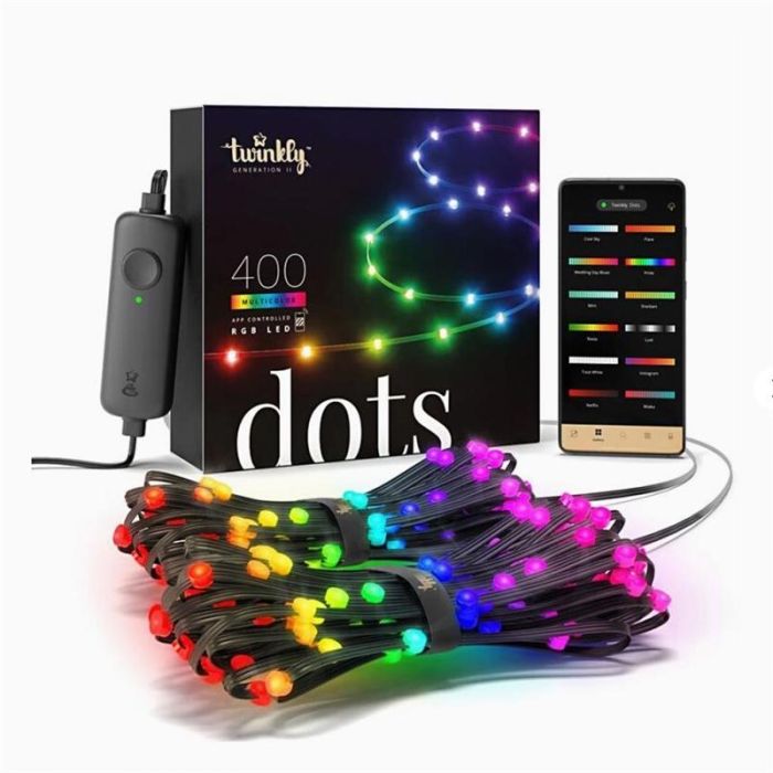 Гірлянда Smart LED Twinkly Dots Lights RGB 400 IP44 20м кабель чорний