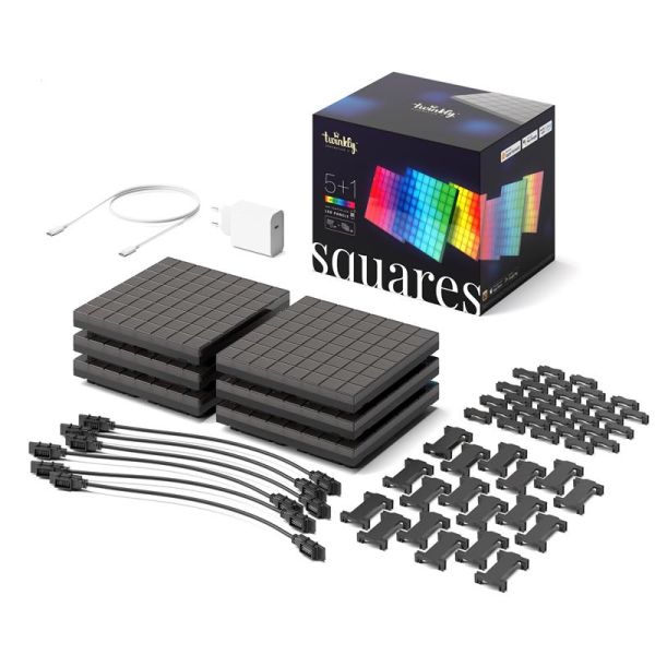 Панель Smart LED Twinkly Squares 1 Starter + 5 Extension RGB IP20 16x16см кабель білий