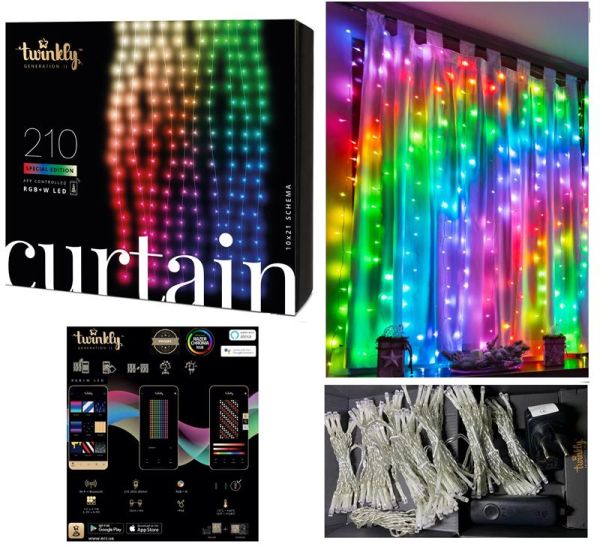 Гірлянда Smart LED Twinkly Curtain RGBW 210 IP44 1.45х2.1м кабель прозорий