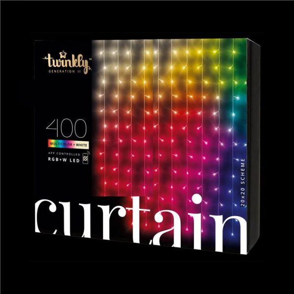 Гірлянда Smart LED Twinkly Curtain RGBW 400 IP44 1.45х2.1м кабель прозорий