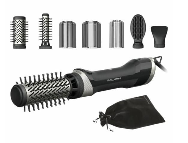 Фен-щітка Rowenta Renewal Brush Active, 1000Вт, 3 режими, іоніз-я, хол. обдув, оберт. насадка, 5 насадок, кераміка, чорний