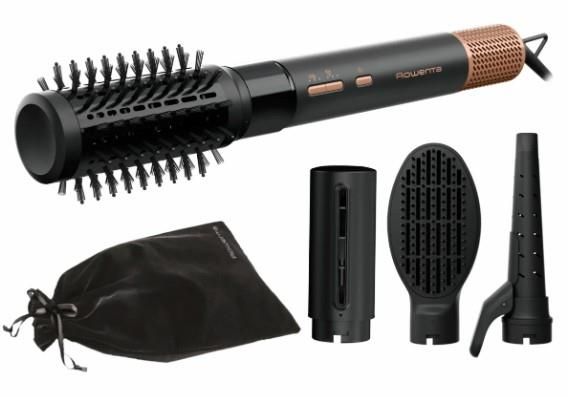 Фен-щітка Rowenta Air Shape, 1300Вт, 3 режими, іоніз-я, хол. обдув, 4 насадки, кераміка, чорно-золотий