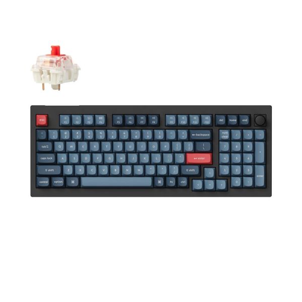 Клавіатура механічна Keychron V5 Max 100Key, Gateron Jupiter Banana, Knob, WL/BT/USB-A, Hot-Swap, QMK, EN/UKR, RGB, чорний