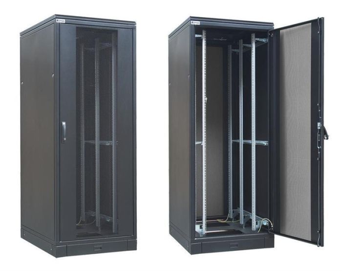 Шафа ZPAS 19", 42U, SZB IT, передні скляні двері, 800x1000 мм, максимально 1500кг, чорна