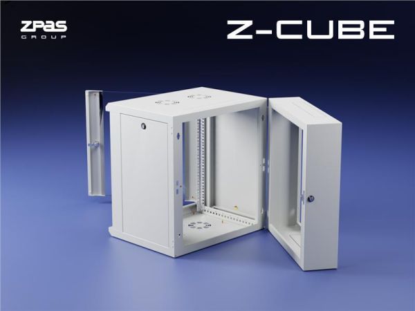Шафа ZPAS 19", 18U, Z-CUBE, змінні бічні стінки, скляні двері, 600x600 мм, максимально 60 кг, сіра