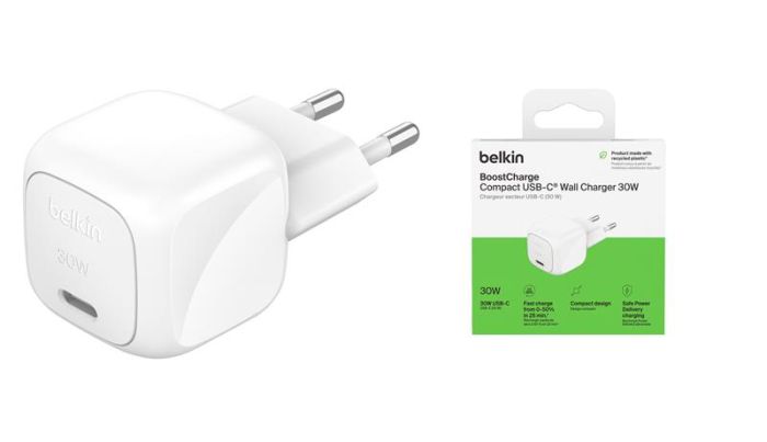 Зарядний пристрій мережевий Belkin 30Вт USB-С PD PPS, білий