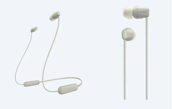 Навушники In-ear Sony WI-C100 BT 5.0, IPX4, SBC, AAC, Wireless, Mic, Бежевий